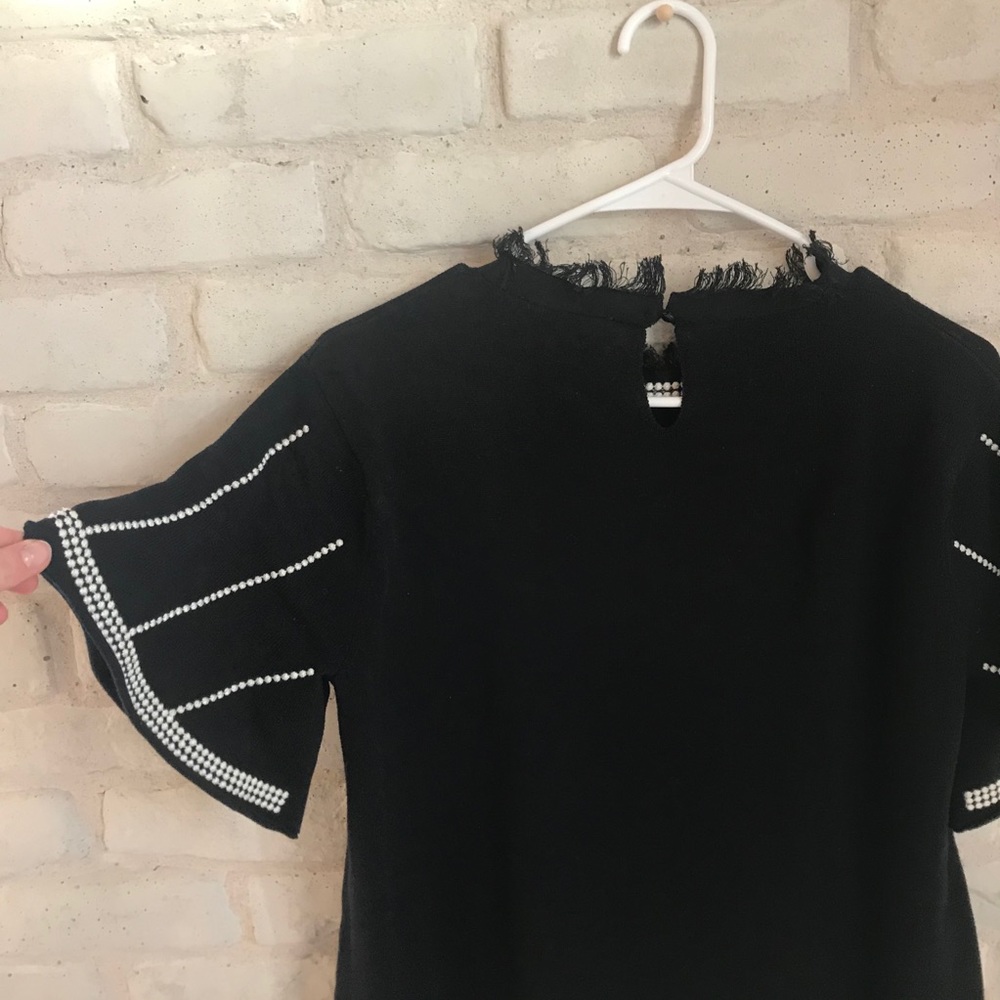 🥳HP🥳THML Black Short Sleeve White Dots Tassels L - Picture 9 of 12